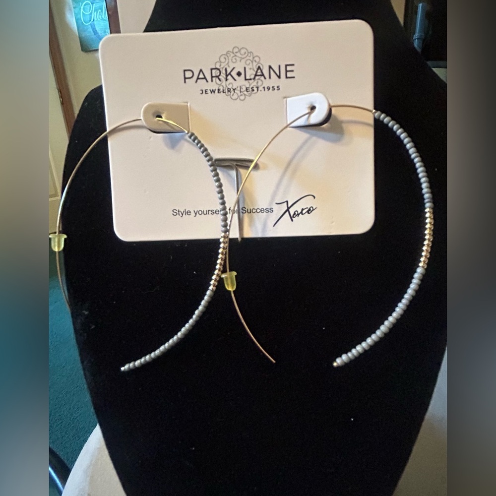 Park Lane Gray and Gold Hoop Earrings
